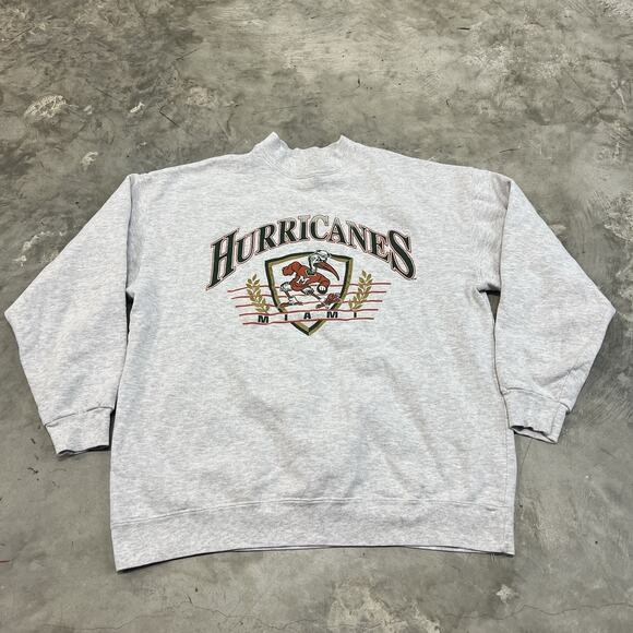 Vintage 1990s Miami Hurricanes Sweatshirt Heather Gray Iris Nutmeg Size XL USA - Picture 1 of 6